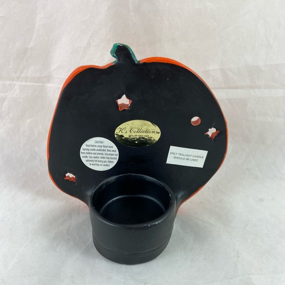 5 Halloween Pumpkin Shaped Tea Light Holders Jack-O-Lantern Witch K’s Ceramics - Picture 3 of 16